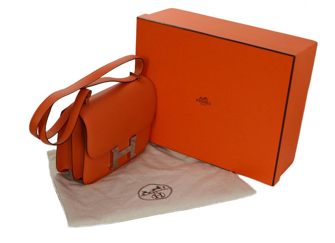 Hermes Orange Epsom 24cm H Constance Bag PHW 2