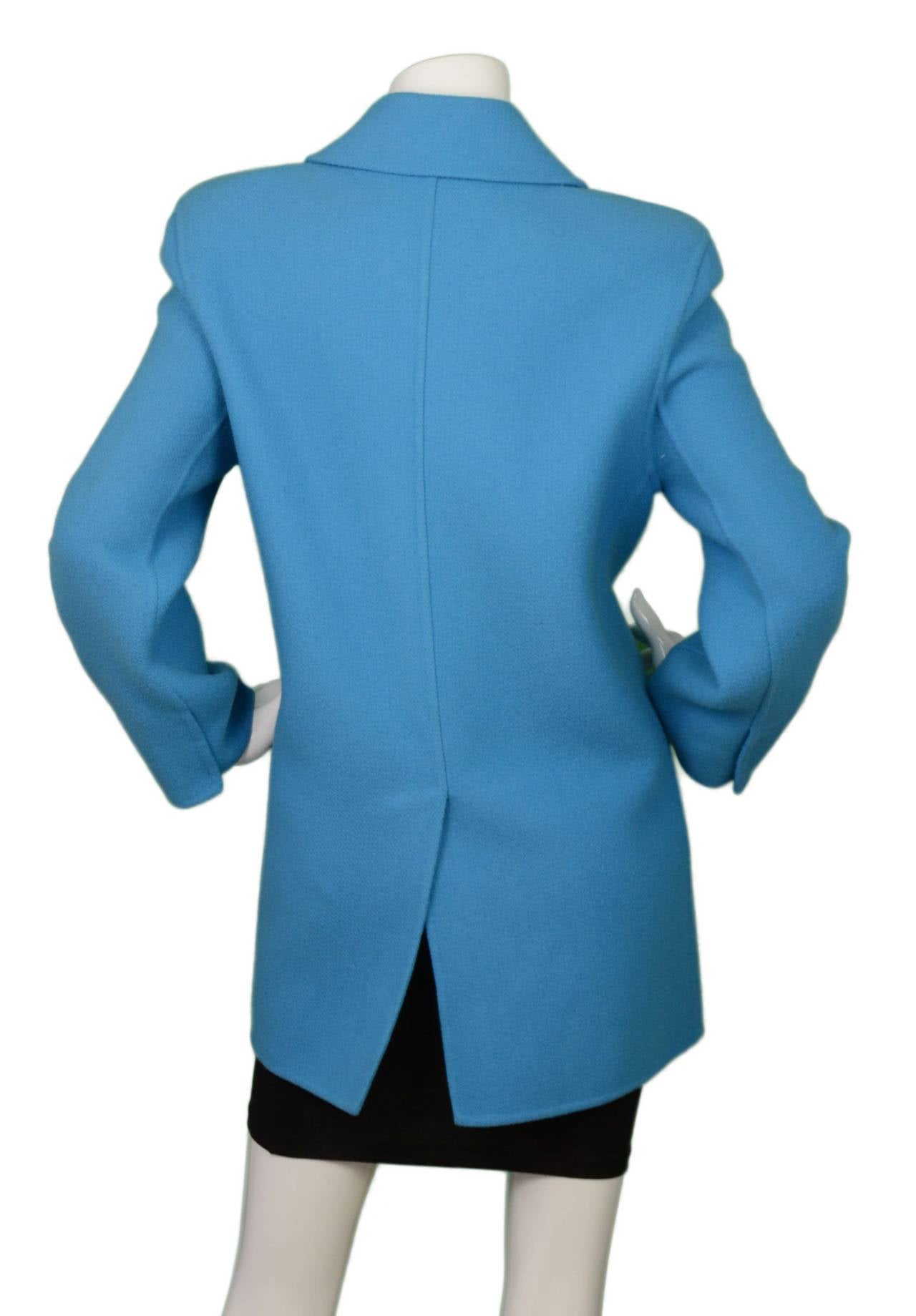 Women's Marc Jacobs Blue Wool Swing Coat sz 2