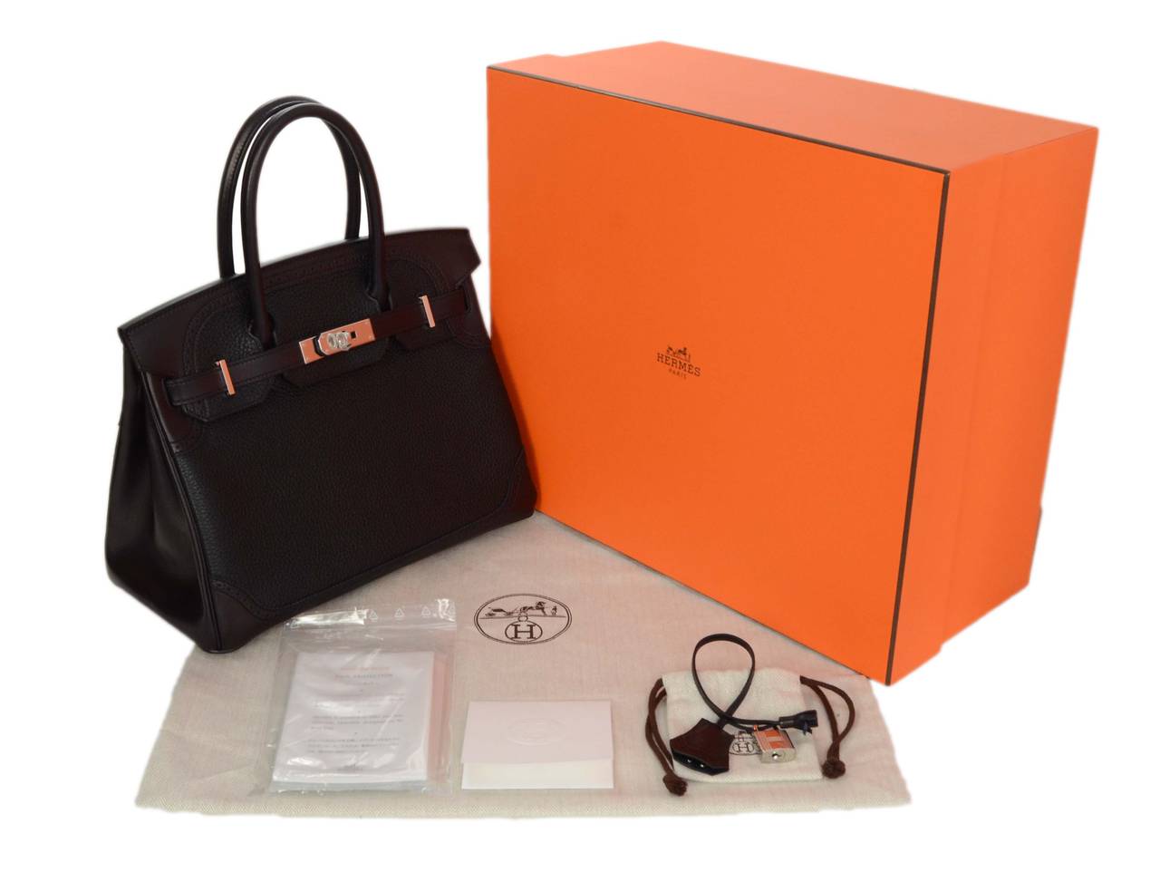 Hermes \u0026#39;15 NEW Bleu Indigo Clemence Ghillies Taurillon 30cm Birkin ...  
