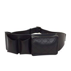 CHANEL Black Leather Belt Bag SHW