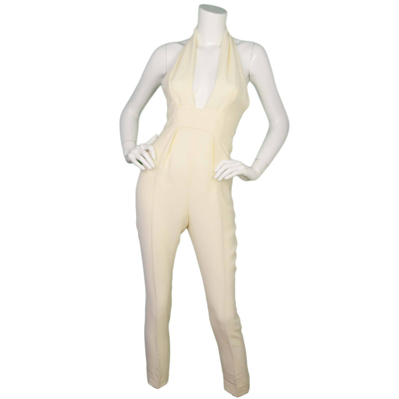 Gucci Ivory Silk Halter Neck Jumpsuit sz 36