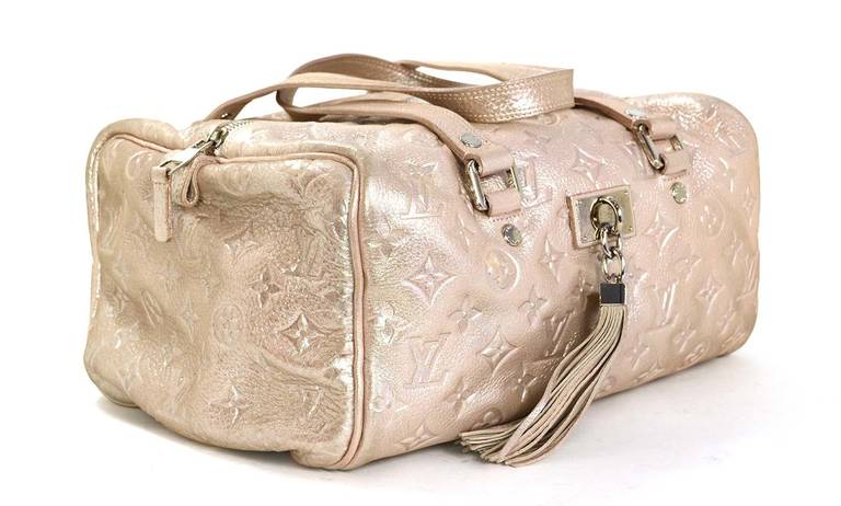 LOUIS VUITTON Limited Edition Peach & Gold Leather Monogram Shimmer Comete