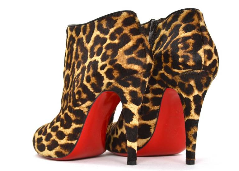Christian Louboutin Belle 100 Leopard Ponyhair Ankle Shoe Boots 39.5 -New in Box 1