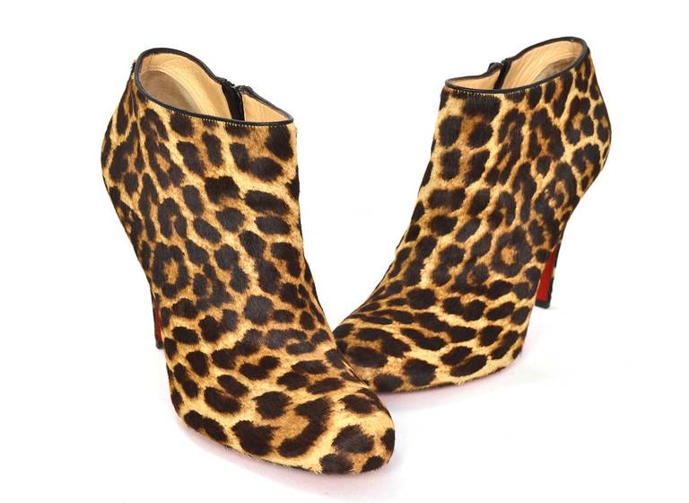 Christian Louboutin Belle 100 Leopard Ponyhair Ankle Shoe Boots 39.5 -New in Box 2