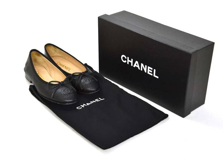 Chanel Caviar Ballet Flat Shoes sz 34 at 1stDibs chanel shoes size 34, chanel caviar ballerina flats, chanel caviar flats
