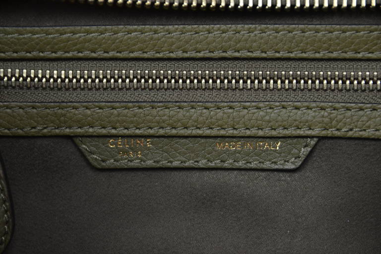 Celine 2014 Olive Green Leather Micro Luggage Tote 2