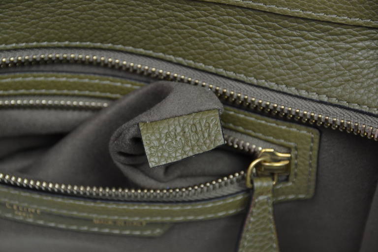 Celine 2014 Olive Green Leather Micro Luggage Tote 3