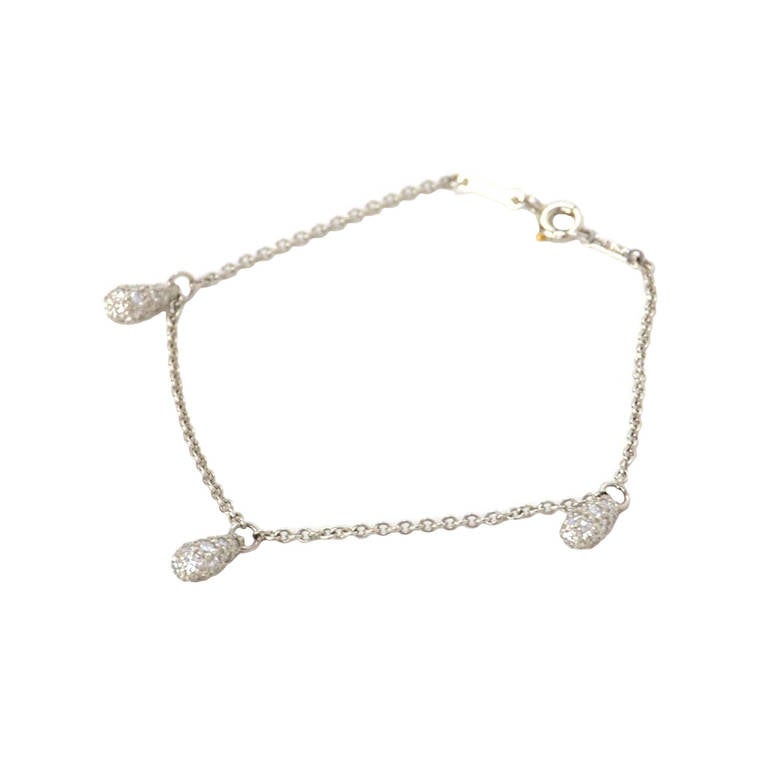 Tiffany & Co. Elsa Peretti Three Teardrop Diamond Platinum Bracelet