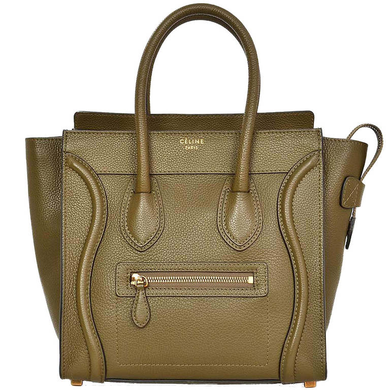 Celine 2017 Olive Green Leather Micro Luggage Tote At 1stdibs Celine 2017 Olive Green Leather Micro Luggage Tote For
