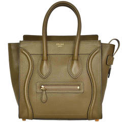 Celine 2014 Olive Green Leather Micro Luggage Tote