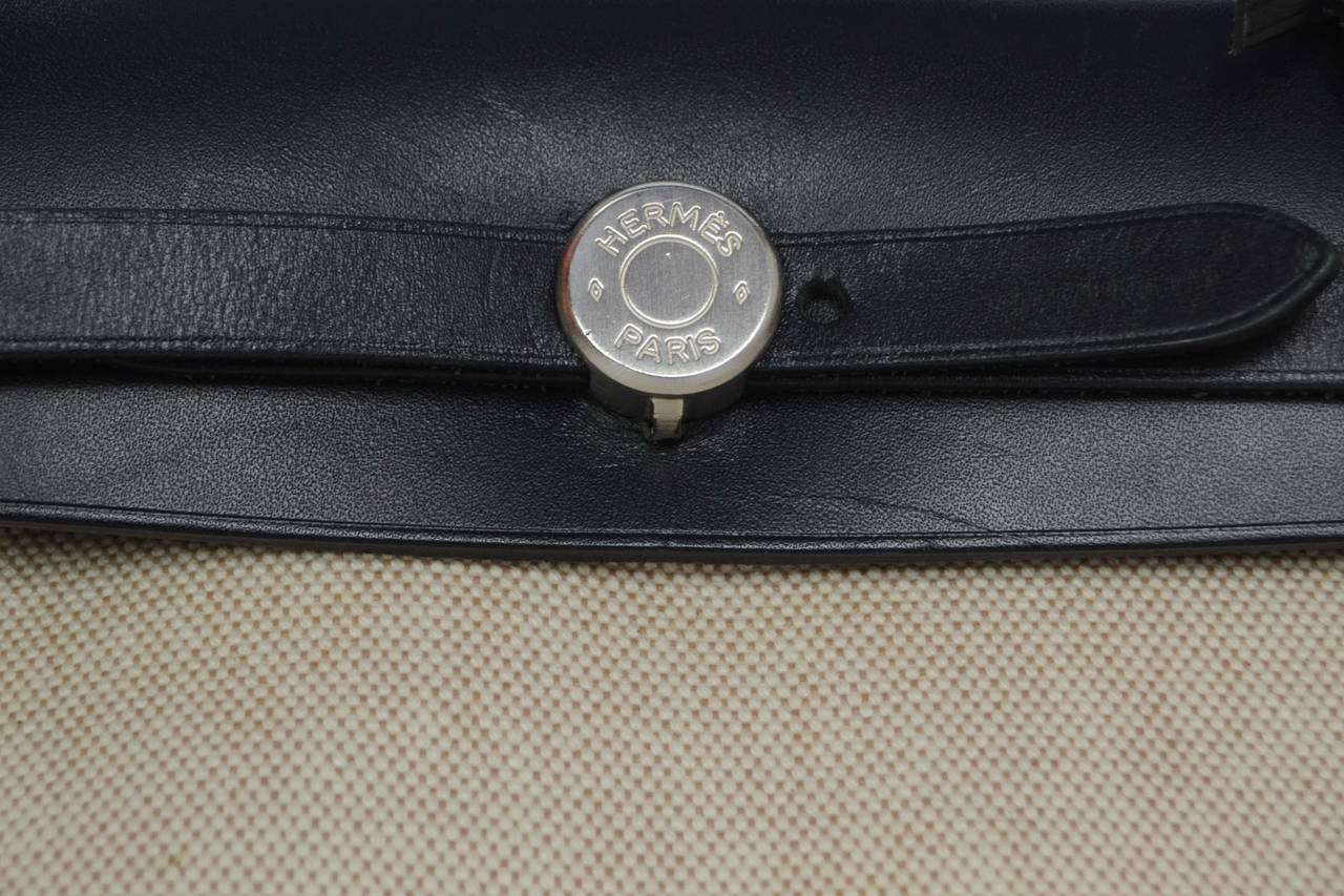 Hermes Black and Beige Canvas \u0026quot;Her\u0026quot; Bag PHW at 1stdibs  