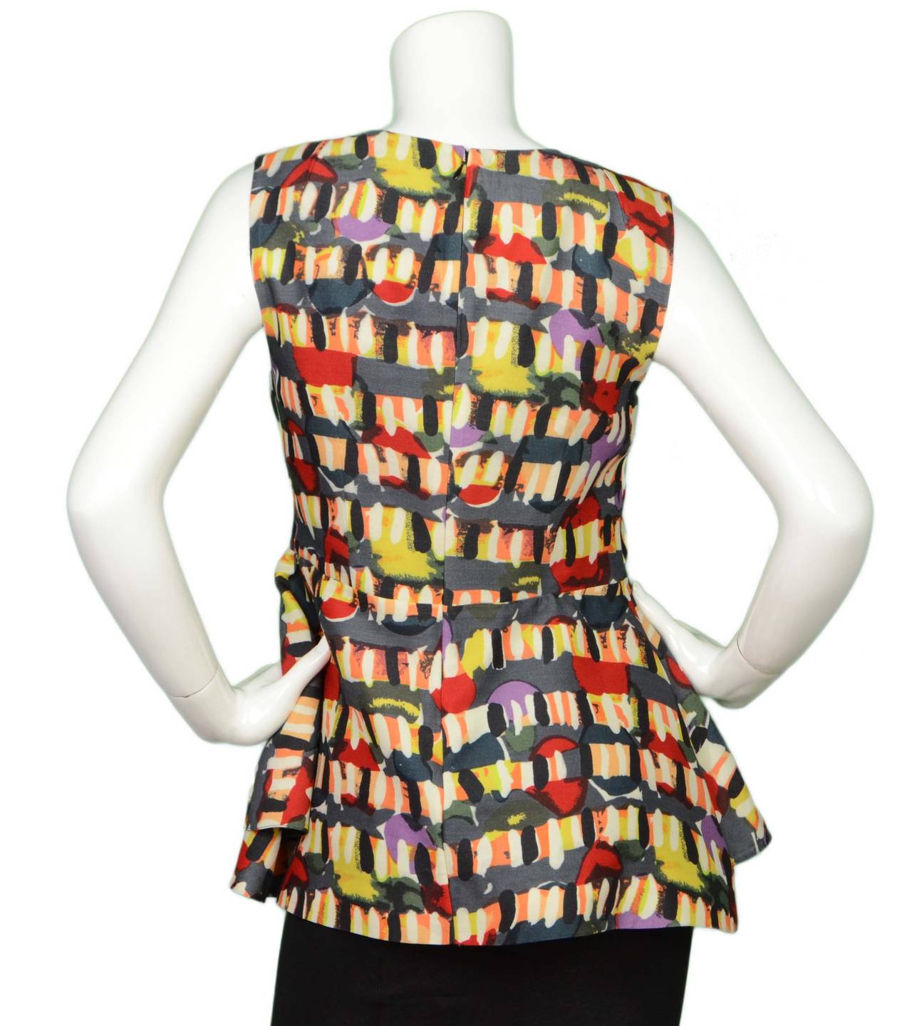 Marni Multi-Colored Sleeveless Peplum Top sz M In Excellent Condition In New York, NY