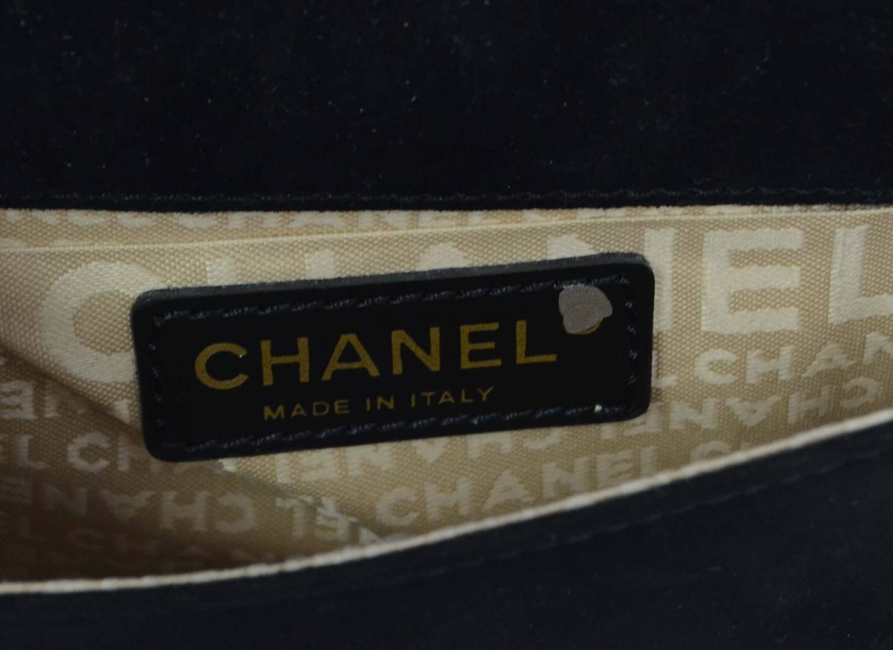 Chanel Rare Black Suede Book Clutch Bag In Excellent Condition In New York, NY