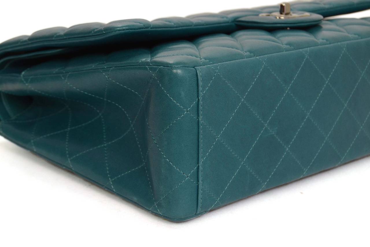 Women's Chanel Teal Quilted Lambskin Classic Maxi Double Flap Bag RHW