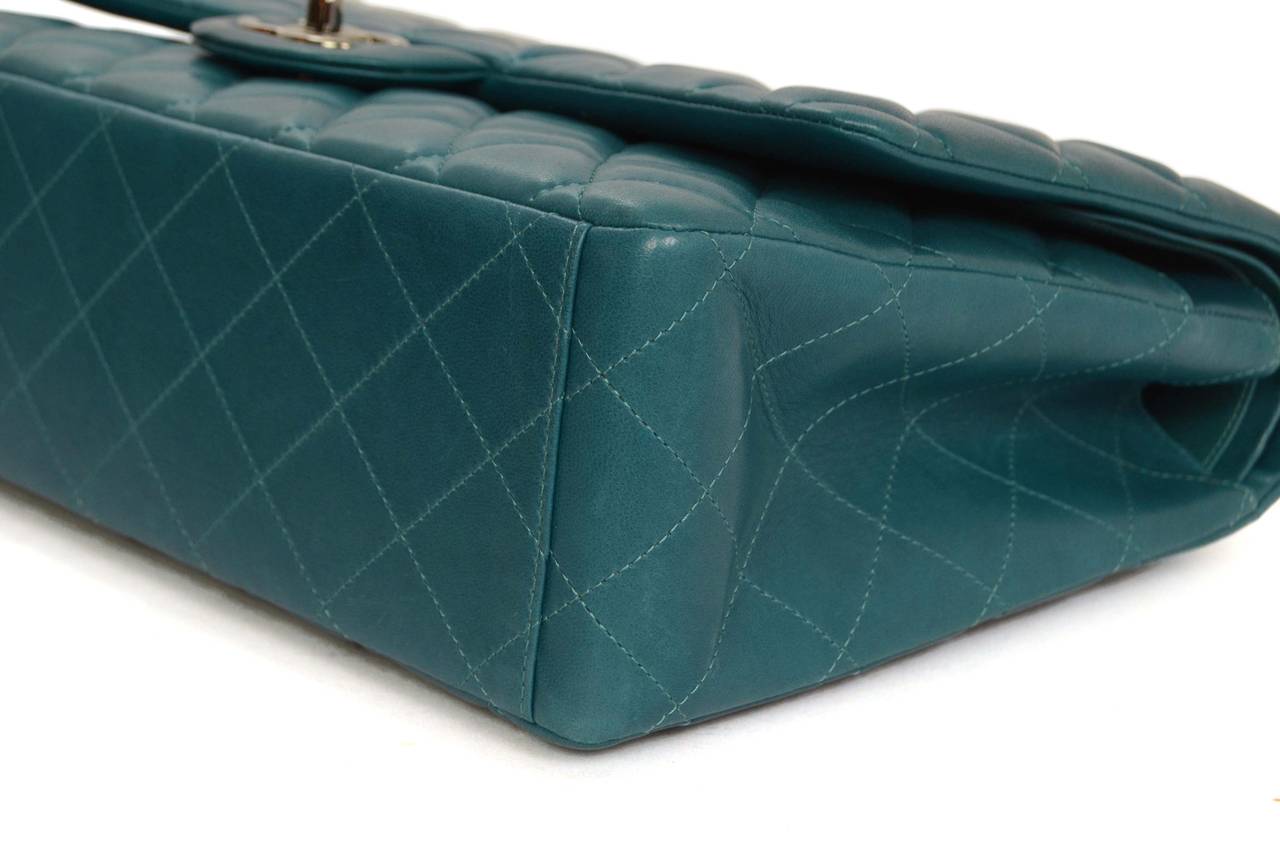 Chanel Teal Quilted Lambskin Classic Maxi Double Flap Bag RHW 1