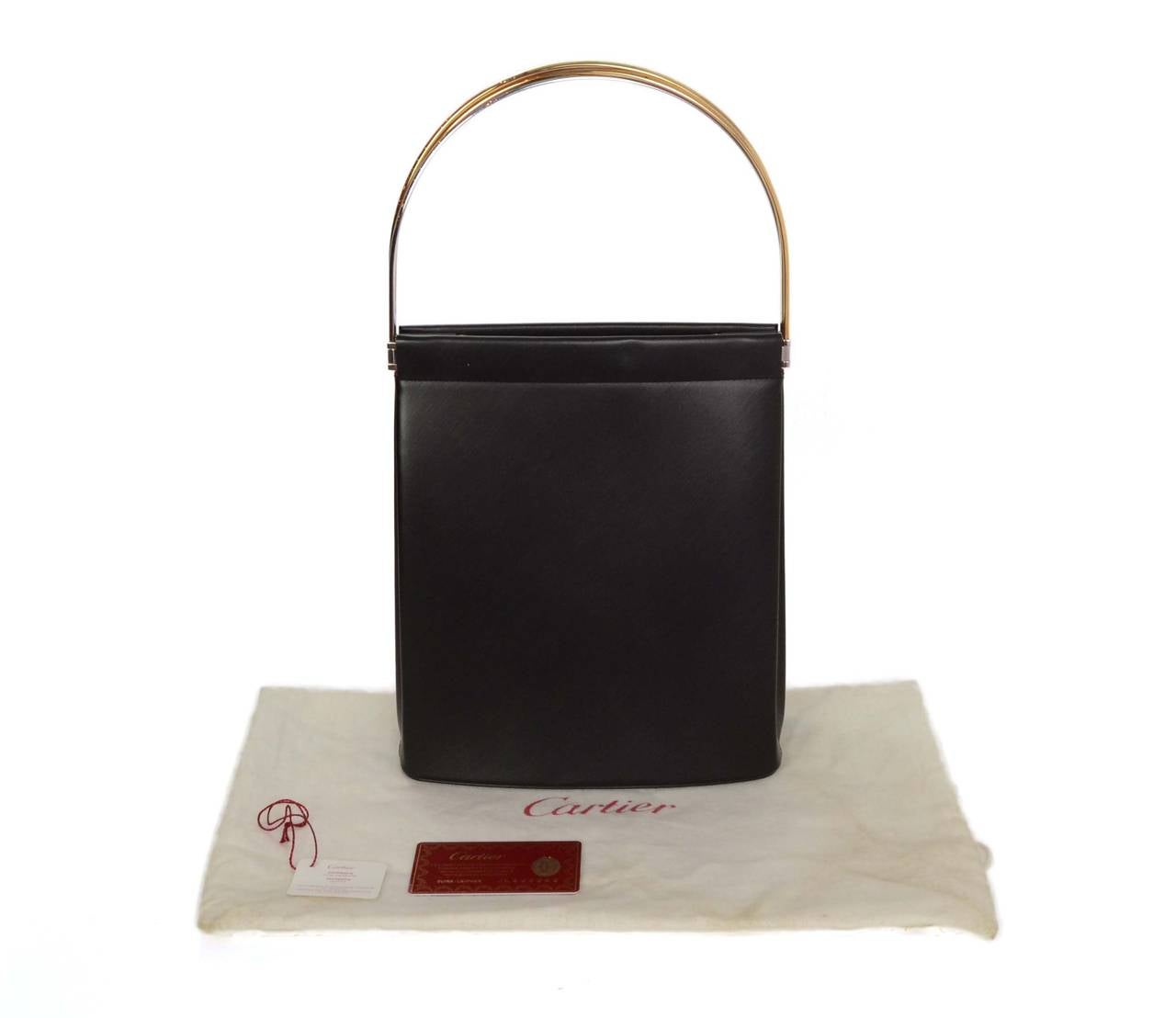 Cartier Black Leather Trinity Handle Bag 3
