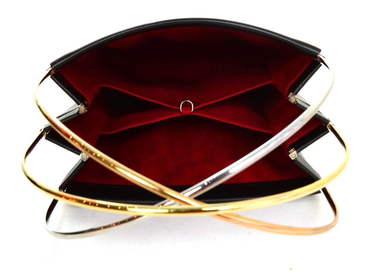 Women's Cartier Black Leather Trinity Handle Bag