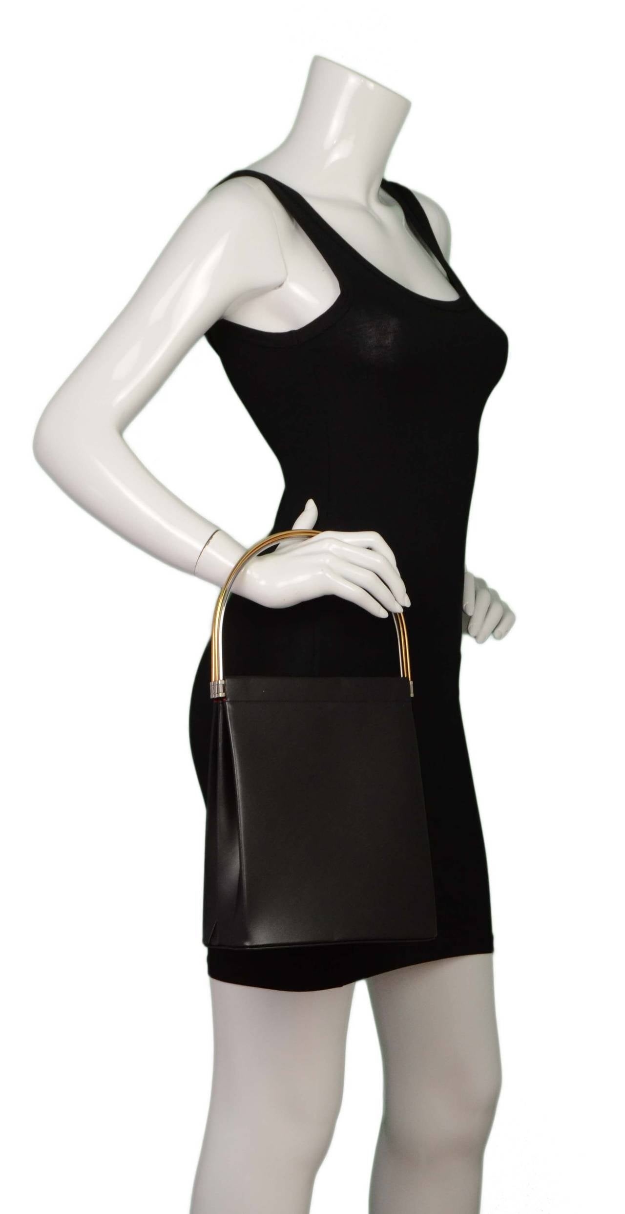 Cartier Black Leather Trinity Handle Bag 4
