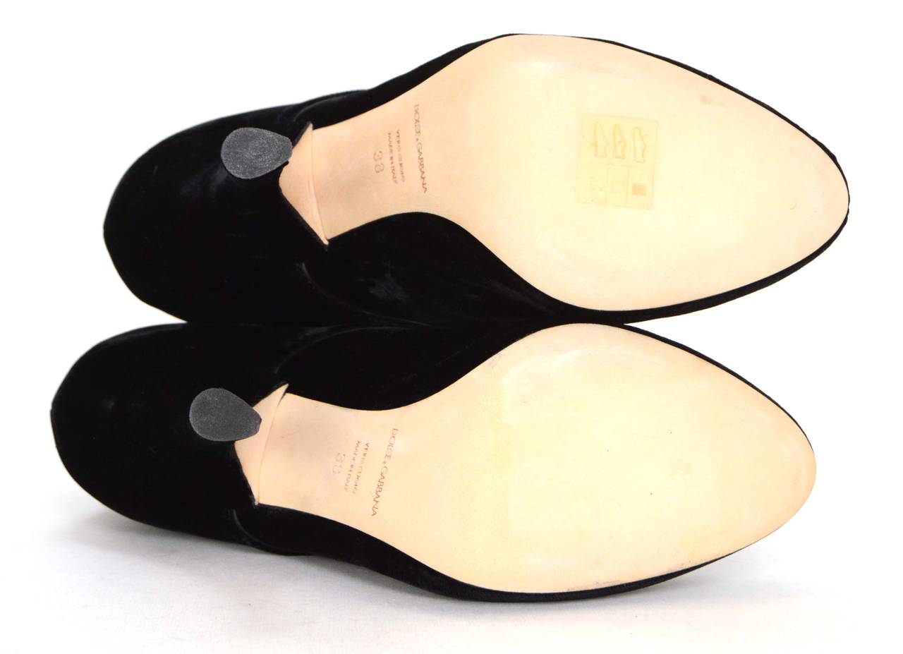 Dolce & Gabbana Black Velvet Lace Up Ankle Boots sz 38 1