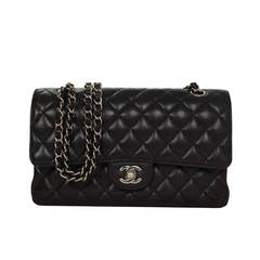 Chanel Black Quilted Caviar Medium Classic Double Flap Bag SHW