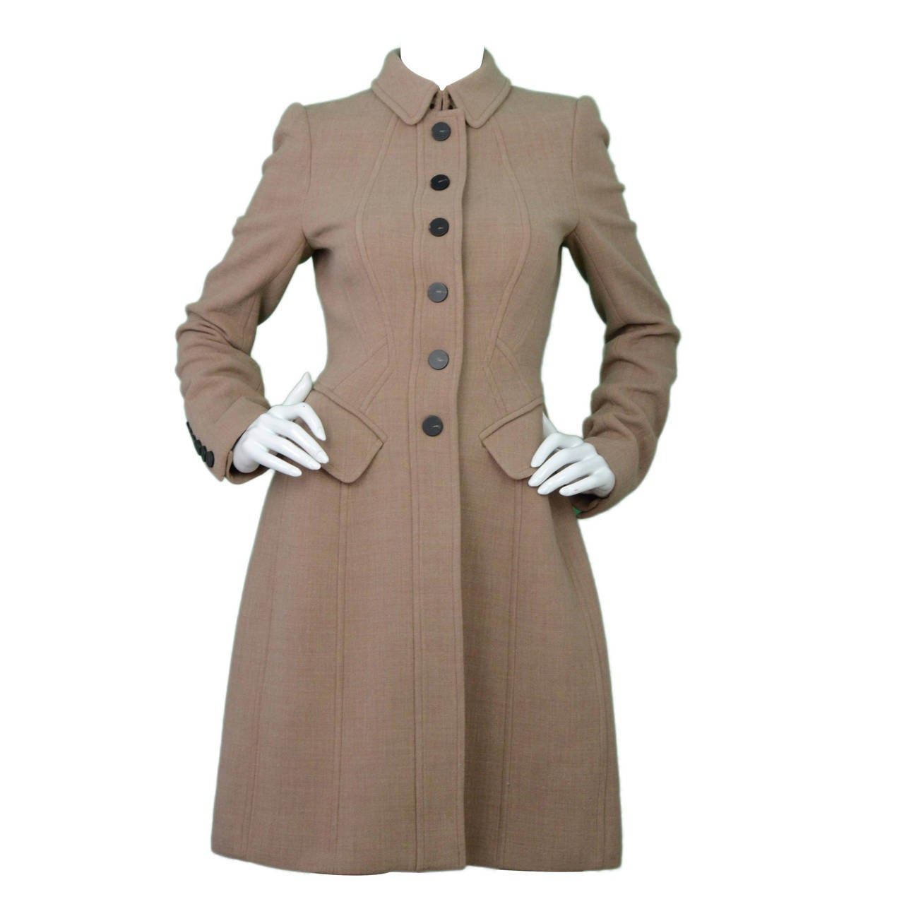 Burberry Camel Wool Peacoat sz 42 For Sale at 1stDibs