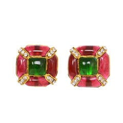 Chanel Vintage '80s Gripoix & Crystal Clip On Earrings