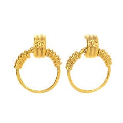 Chanel Vintage '94 Gold Detachable Hoop Clip On Earrings 11