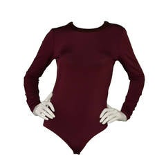 Tamara Mellon Burgundy Long Sleeve Bodysuit sz S