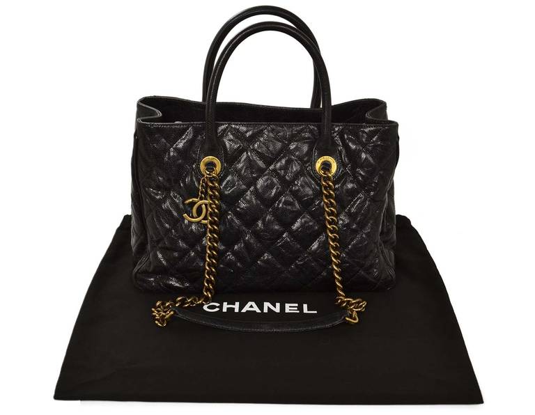 Chanel Black Distressed Caviar Leather Shiva Small Tote Bag 4