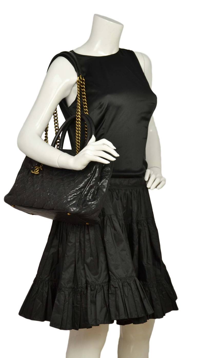 Chanel Black Distressed Caviar Leather Shiva Small Tote Bag 3