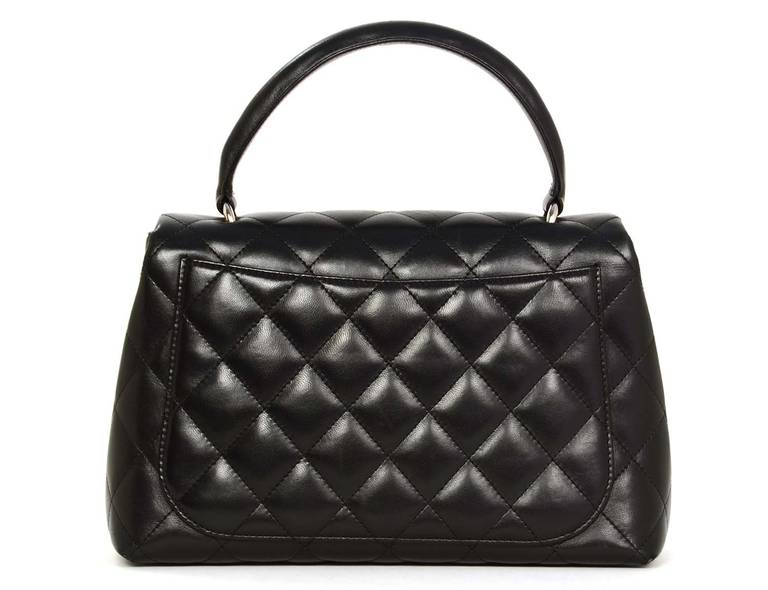 Chanel Black Quilted Leather Kelly Style Classic Handbag In Excellent Condition In New York, NY