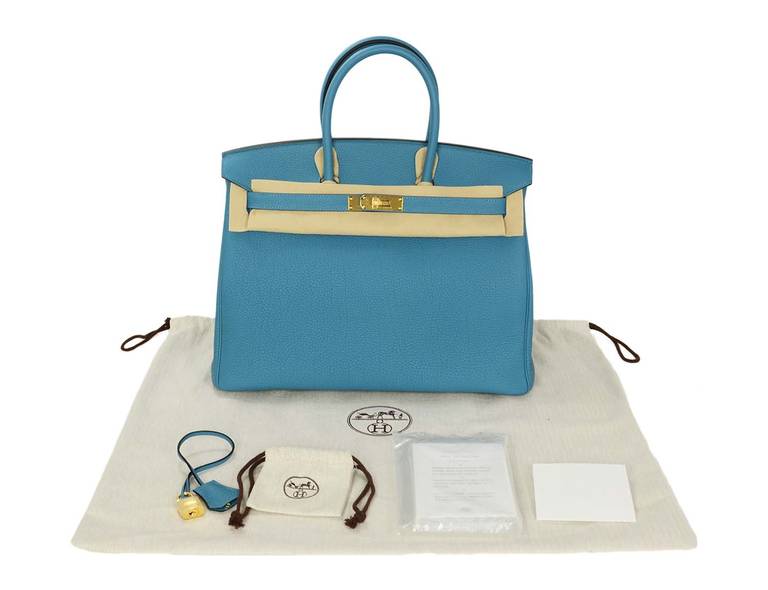 Hermes New In Box 2014 Turquoise Togo Leather 35 Birkin Bag Ghw 6