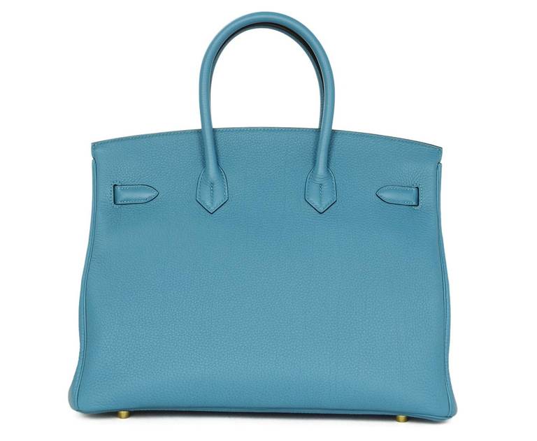Hermes New In Box 2014 Turquoise Togo Leather 35 Birkin Bag Ghw In New Condition In New York, NY