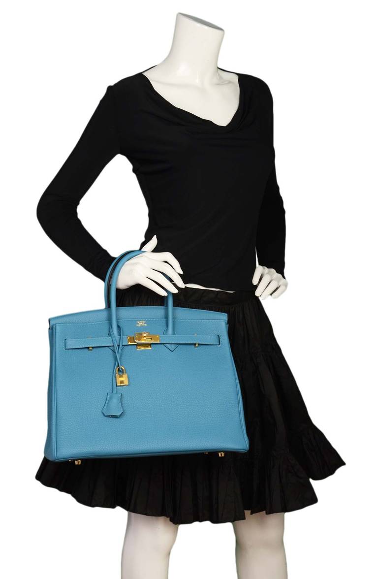 Hermes New In Box 2014 Turquoise Togo Leather 35 Birkin Bag Ghw at ...  