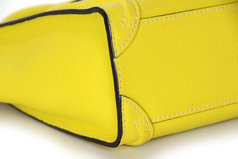 sac celine trapeze - Celine 2012 Citron Yellow Drummed Leather Nano Bag W/strap at 1stdibs