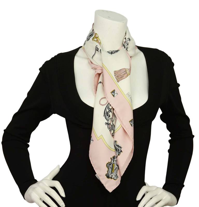 Women's Hermes Pink Keys Les Cles Silk 90cm Square Scarf