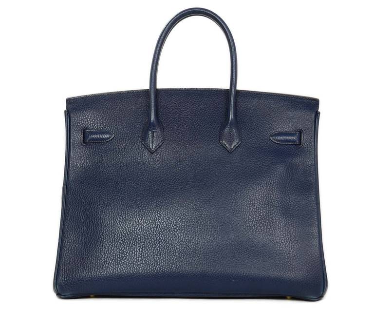 Hermes '97 35cm Ardennes Leather Marine Blue Birkin Bag GHW In Good Condition In New York, NY