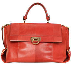 Ferragamo Red Lizard Leather Medium Sofia Satchel Bag Rt.$3, 200