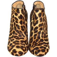Christian Louboutin Belle 100 Leopard Ponyhair Ankle Shoe Boots 39.5 -New in Box