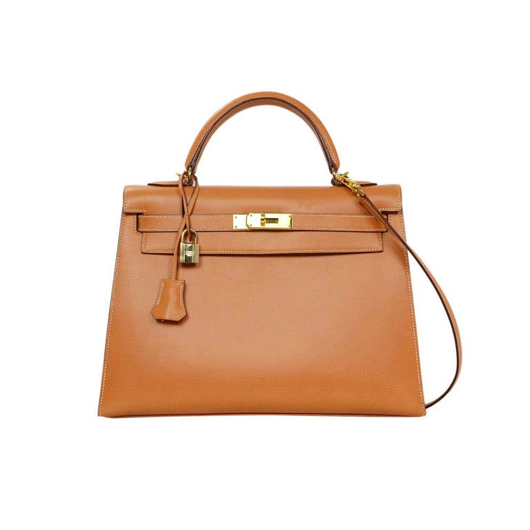 Hermes 2004 32cm Tan Leather Rigid Kelly Bag GHW at 1stdibs
