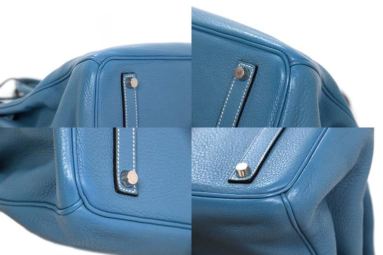 Hermes 2008 35cm Togo Leather Blue Jean Birkin Bag PHW 4