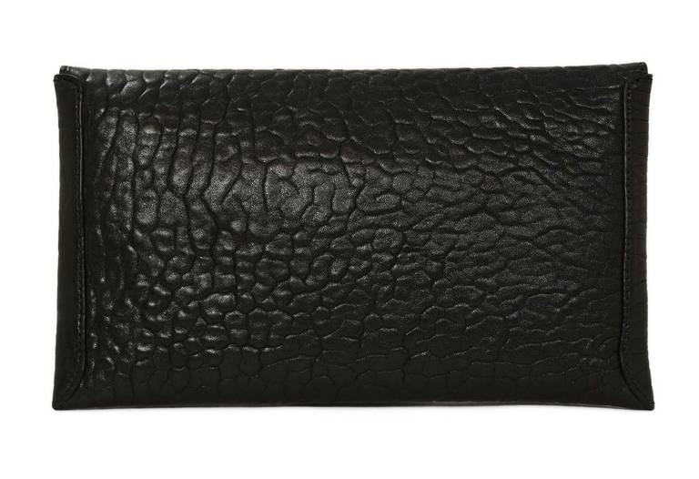 Rochas NWT Black Textured Leather Flap Clutch rt. $685 In New Condition In New York, NY