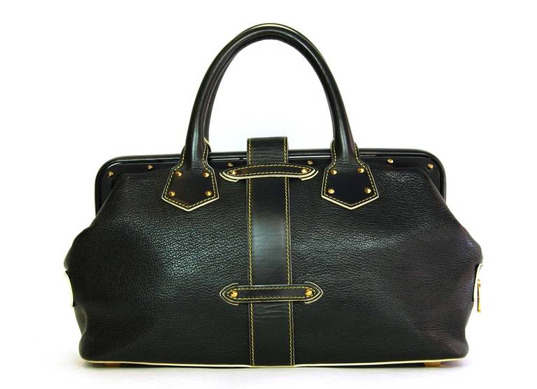 Louis Vuitton Black Leather Suhali Lingenieux Frame Doctor Bag at