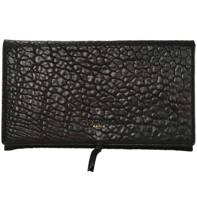 Rochas NWT Black Textured Leather Flap Clutch rt. $685