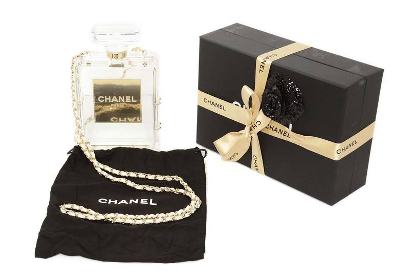 Chanel NIB 2014 Runway Clear Plexiglass No. 5 Perfume Bottle Clutch Bag 4