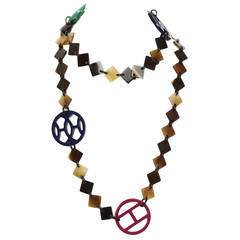 HERMES Deva Necklace in Buffalo Horn and Colored Lacquered Wood
