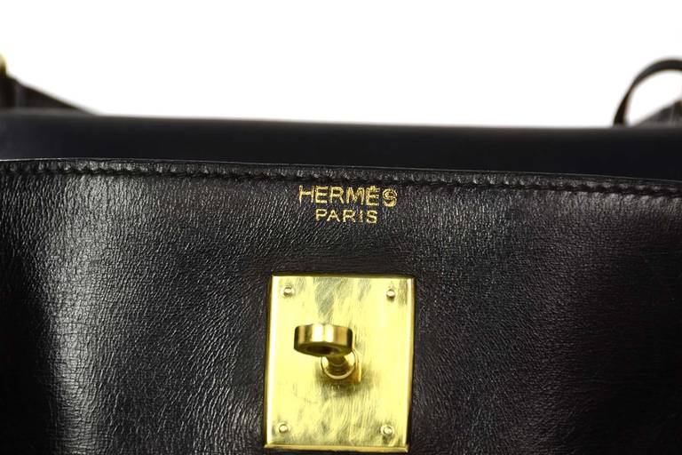 Hermes Black Box Leather Vintage 32cm Kelly c.1970 2
