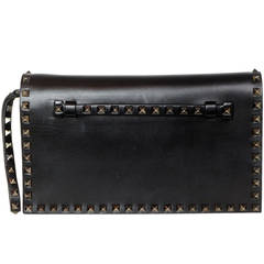 VALENTINO Black Rockstud Noir Flap Clutch Bag, rt. $1595