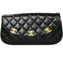 Chanel Rare 1990s Triple CC Twistlock Quilted Accordian Clutch Bag