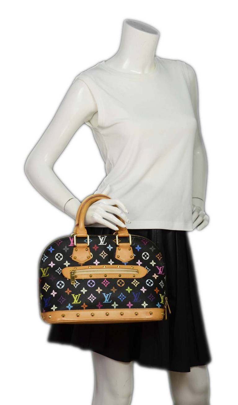 LOUIS VUITTON Black Multi-color Studded Alma Bag RT$2720 6